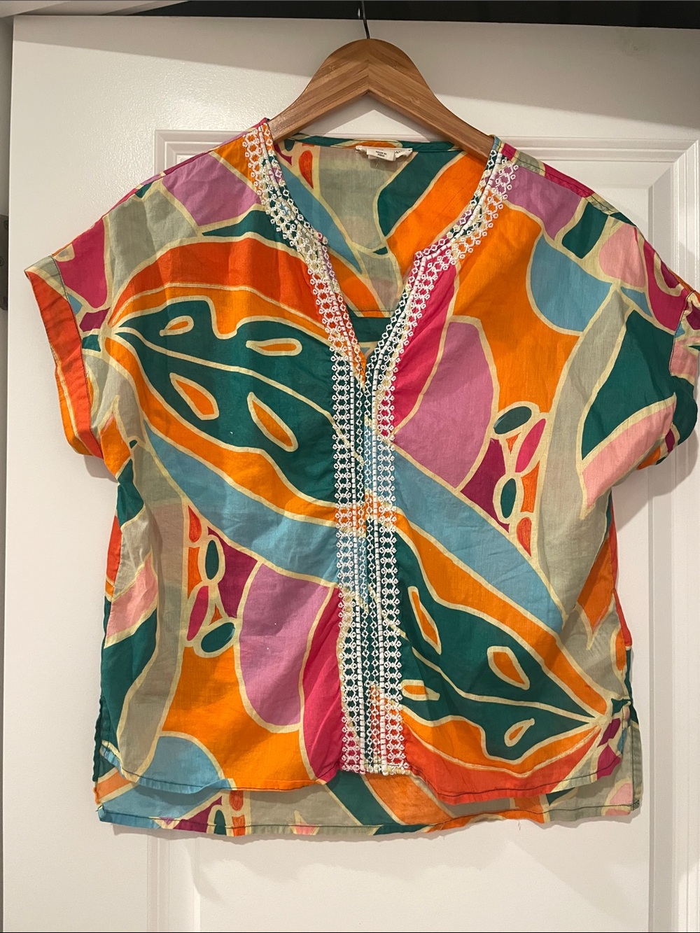 Christian Siriano color abstract top small cotton